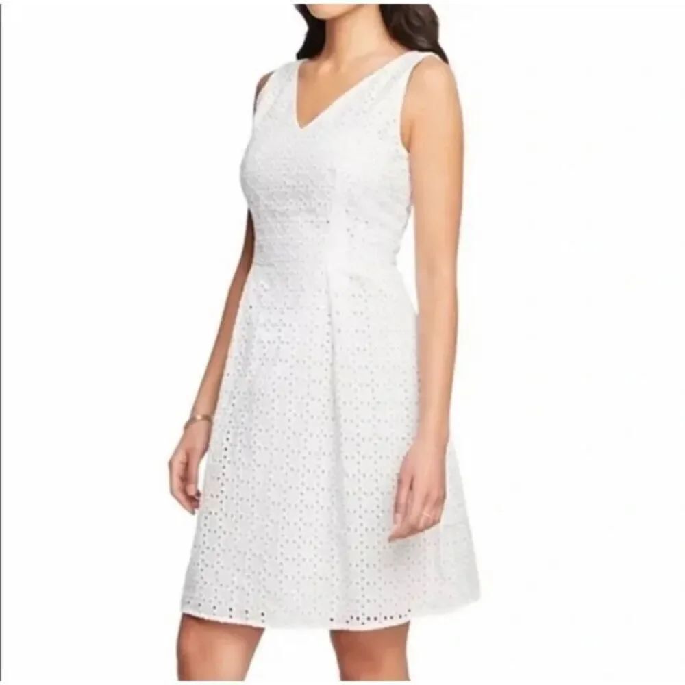 NWT Ann Taylor factory women’s white eyelet lace cotton dress S/OOP